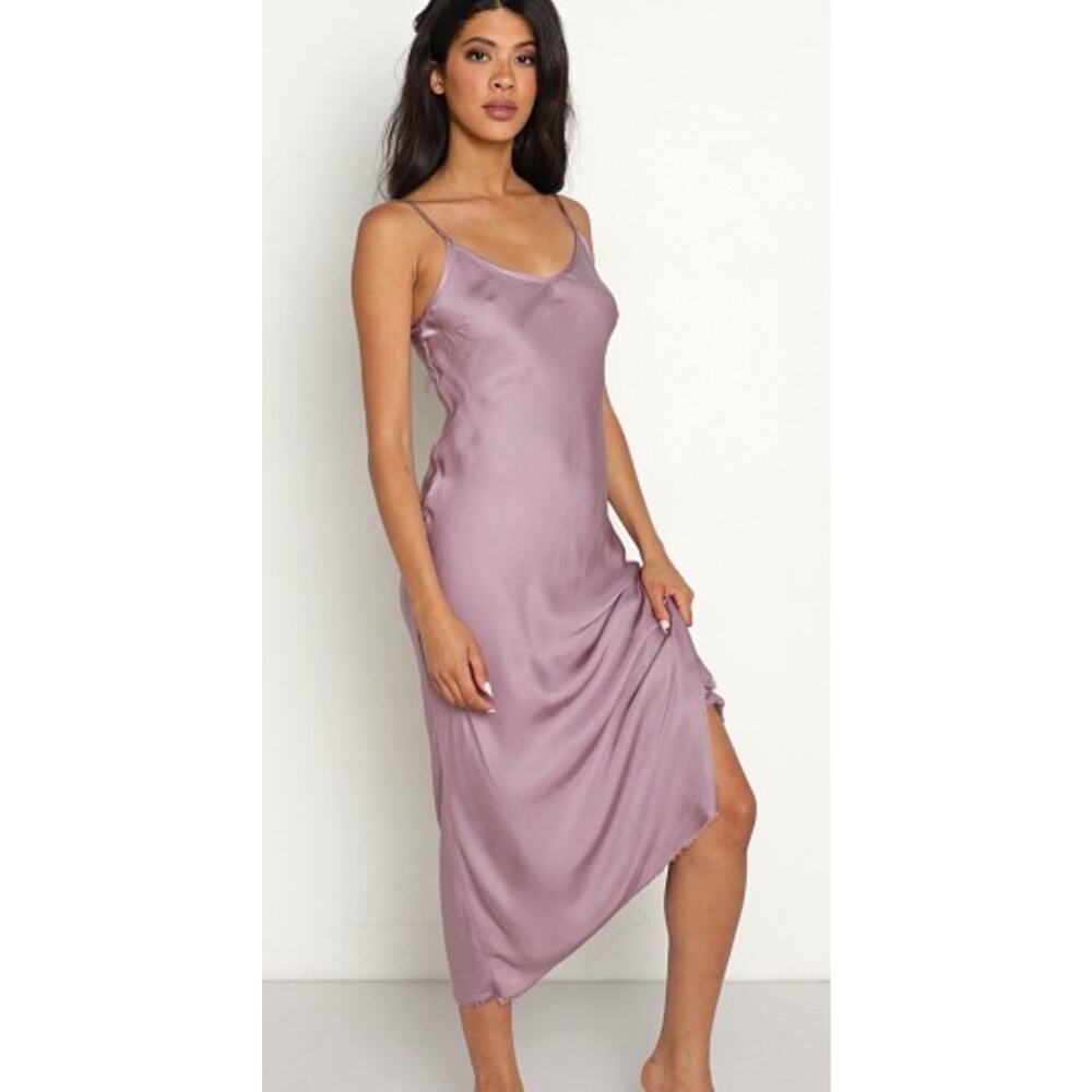 Nation LTD Lavender Satin Slip Midi Dress